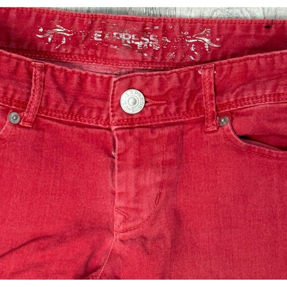 Express Crop Jeans Legging 4 Low Rise Skinny Stretch Jegging Red Coastal Preppy - Picture 3 of 5